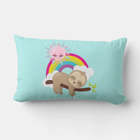 Niedliche Lazy-Sloth mit Sun & Rainbow Lendenkissen (Rückseite)