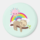 Niedliche Lazy-Sloth mit Sun & Rainbow Magnet (Vorne)