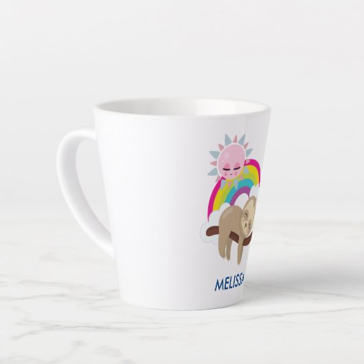 Niedliche Lazy-Sloth mit Sun & Rainbow Milchtasse (Linke Ecke)