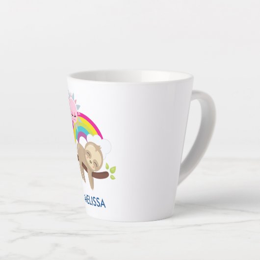 Niedliche Lazy-Sloth mit Sun & Rainbow Milchtasse (Rechte Ecke)