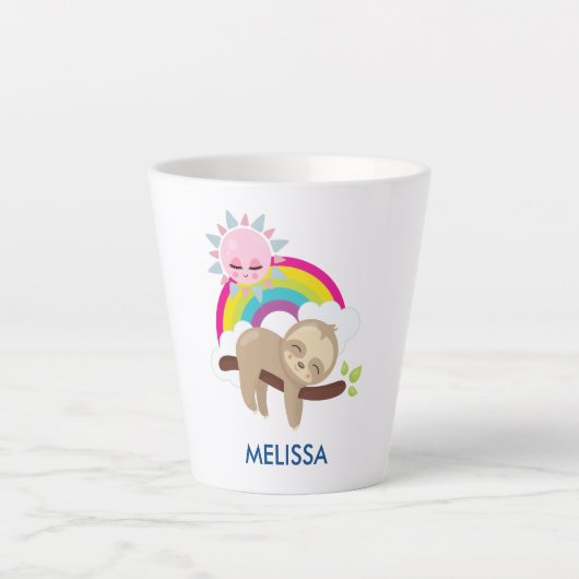 Niedliche Lazy-Sloth mit Sun & Rainbow Milchtasse (Vorderseite)