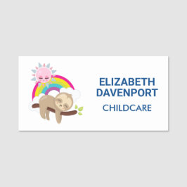 Niedliche Lazy-Sloth mit Sun & Rainbow Namensschild