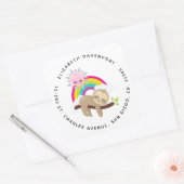 Niedliche Lazy-Sloth mit Sun & Rainbow Quadratischer Aufkleber (Umschlag)