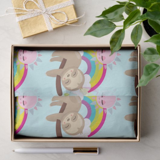 Niedliche Lazy-Sloth mit Sun & Rainbow Seidenpapier (Geschenk)
