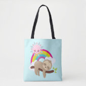 Niedliche Lazy-Sloth mit Sun & Rainbow Tasche (Vorderseite)