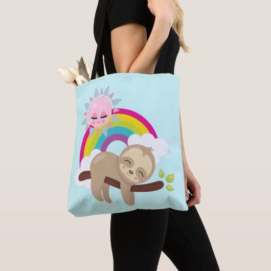 Niedliche Lazy-Sloth mit Sun & Rainbow Tasche (Von Nahem)