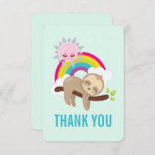 Niedliche Lazy Sloth mit Sun & Rainbow Vielen Dank Dankeskarte (Vorne/Hinten)