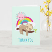 Niedliche Lazy Sloth mit Sun & Rainbow Vielen Dank Karte (Gelbe Blume)