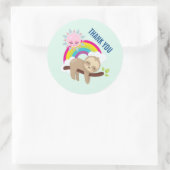 Niedliche Lazy Sloth mit Sun & Rainbow Vielen Dank Runder Aufkleber (Tasche)