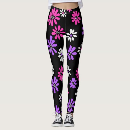 Niedliche, lebendige Rosa- und Lilatönen Leggings (Vorderseite)