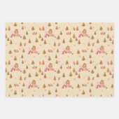 Niedliche Lebkuchen Hütte Grau Minze Creme Pink Geschenkpapier Set (Vorderseite 3)