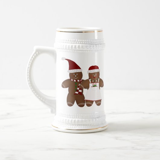 Niedliche Lebkuchen-Paare Stein Bierglas (Links)