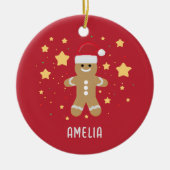 Niedliche Lebkuchenfrau und Sterne Personalisiert  Keramik Ornament (Vorne)