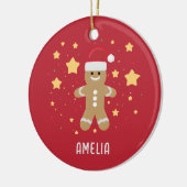 Niedliche Lebkuchenfrau und Sterne Personalisiert  Keramik Ornament (Links)