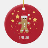 Niedliche Lebkuchenfrau und Sterne Personalisiert  Keramik Ornament (Hinten)