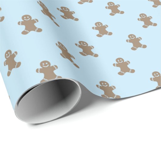 Niedliche Lebkuchengebäck-Muster hellblau Geschenkpapier (Rolleneckpunkt)