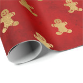 Niedliche Lebkuchengebäck zeichnen Goldfolie rot a Geschenkpapier (Rolleneckpunkt)