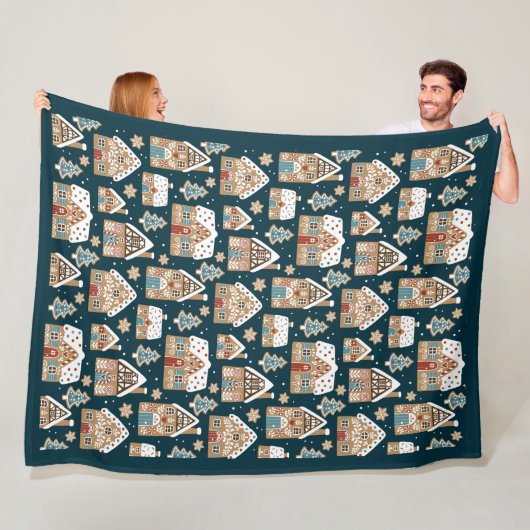 Niedliche Lebkuchenhäuser & Kekse Weihnachten Fleecedecke (Beispiel)