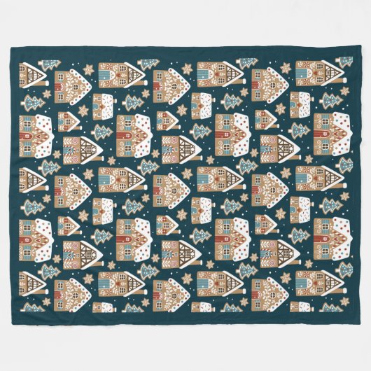 Niedliche Lebkuchenhäuser & Kekse Weihnachten Fleecedecke (Vorderseite (Horizontal))