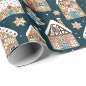 Niedliche Lebkuchenhäuser & Kekse Weihnachten Geschenkpapier (Rolleneckpunkt)