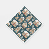 Niedliche Lebkuchenhäuser & Kekse Weihnachten Serviette (Ecke)