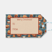 Niedliche Lebkuchenhäuser und Bäume Geschenkanhänger (Vorderseite (Horizontal))