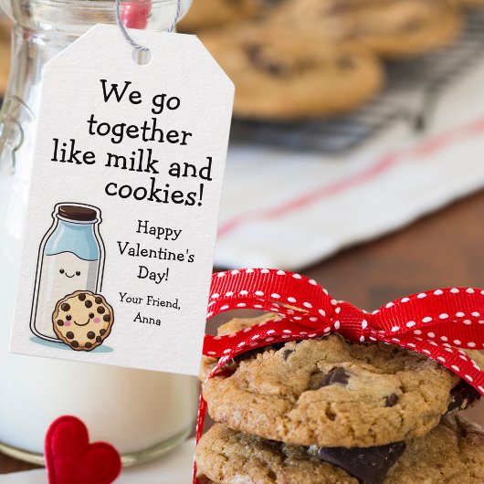 Niedliche Leckerei Valentine "Milch und Cookies" Geschenkanhänger
