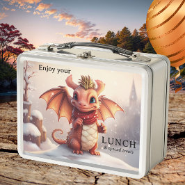 Niedliche Leckereien für den Winterdrachen Metall Brotdose