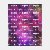 Niedliche Leerzeichen magenta wiederholende Namen  Fleecedecke (Vorderseite)