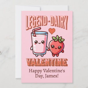 Niedliche Legend Dairy Erdbeeren Milch Valentine Feiertagskarte