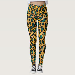 Niedliche Leggings für Aquamarine/Goldleopard-Prin