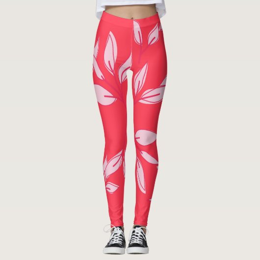 niedliche Leggings Modernes Aquarellrosa verlassen (Vorderseite)