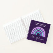Niedliche Lehrer Boho Rainbow auf Lila Notebook Notizblock (Innenseite)