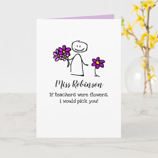 Niedliche Lehrerbewertung Karte (Gelbe Blume)
