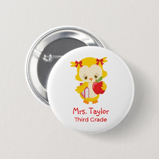 Niedliche Lehrereule Button (Vorne & Hinten)