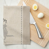 Niedliche Leinen Aussehen Mit Monogramm Schwarzes  Geschirrtuch (Viertel Falte)