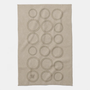 Niedliche Leinen sehen Mit Monogramm Kreise Muster Geschirrtuch