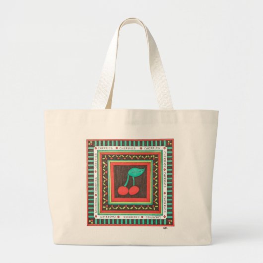 Niedliche Leinwand Tasche - Kirschen - Kunst von E (Vorne)