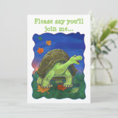 Niedliche Leiter und Schwanz Tortoise Party Center Einladung (Stehend Vorderseite)