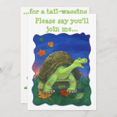 Niedliche Leiter und Schwanz Tortoise Party Center Einladung (Vorne/Hinten)