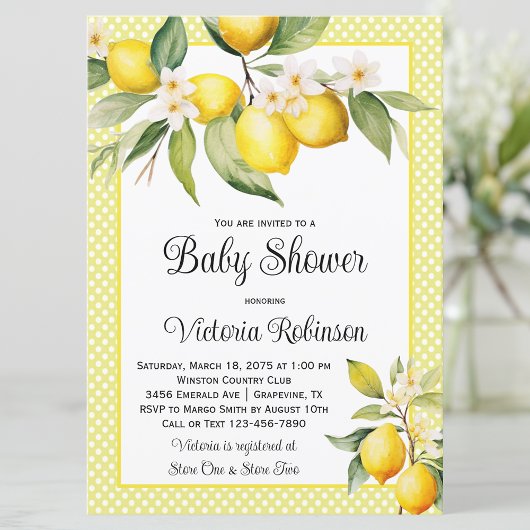 Niedliche Lemon Baby Dusche Einladung