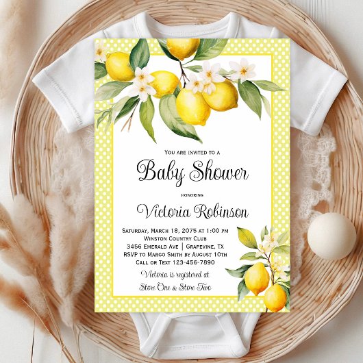 Niedliche Lemon Baby Dusche Einladung