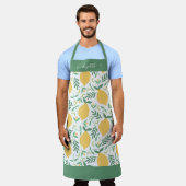 Niedliche Lemon Blätter Green Yellow Girly Script Schürze (Getragen)