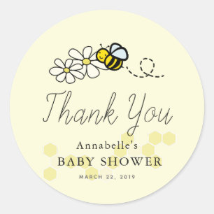 Niedliche Lemon-Gelbe Hummel/Honey Bee Baby Dusche Runder Aufkleber