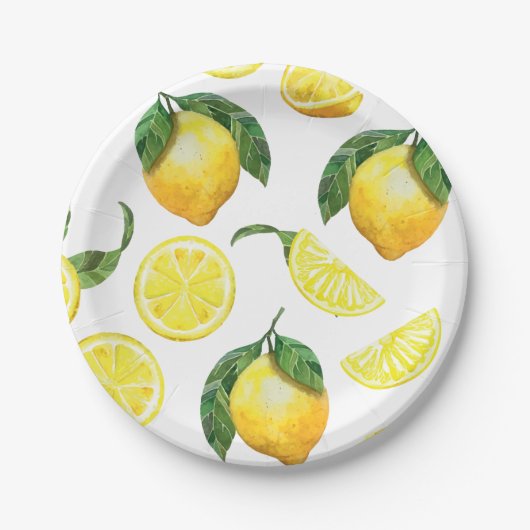 Niedliche Lemon Musterpapier-Teller Pappteller (Vorderseite)