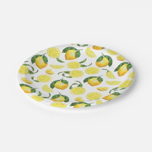 Niedliche Lemon Musterpapier-Teller Pappteller (Schrägansicht)