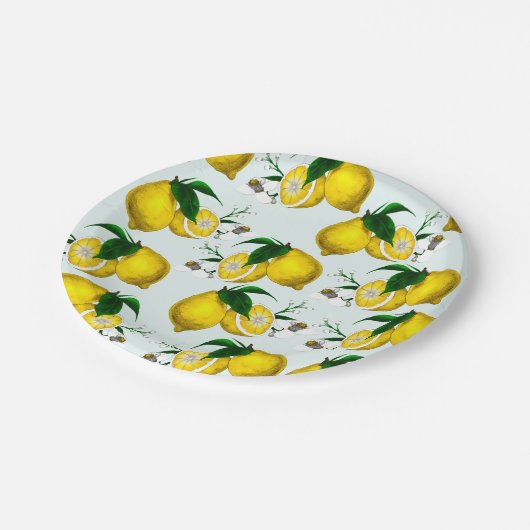 Niedliche Lemon Paper-Teller Pappteller (Schrägansicht)
