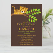 Niedliche Leopard Baby Dusche Einladung (Stehend Vorderseite)