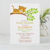 Niedliche Leopard Baby Dusche Einladung (Stehend Vorderseite)