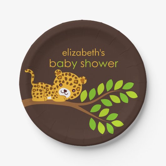 Niedliche Leopard Baby Duschpapierplatte Pappteller (Vorderseite)